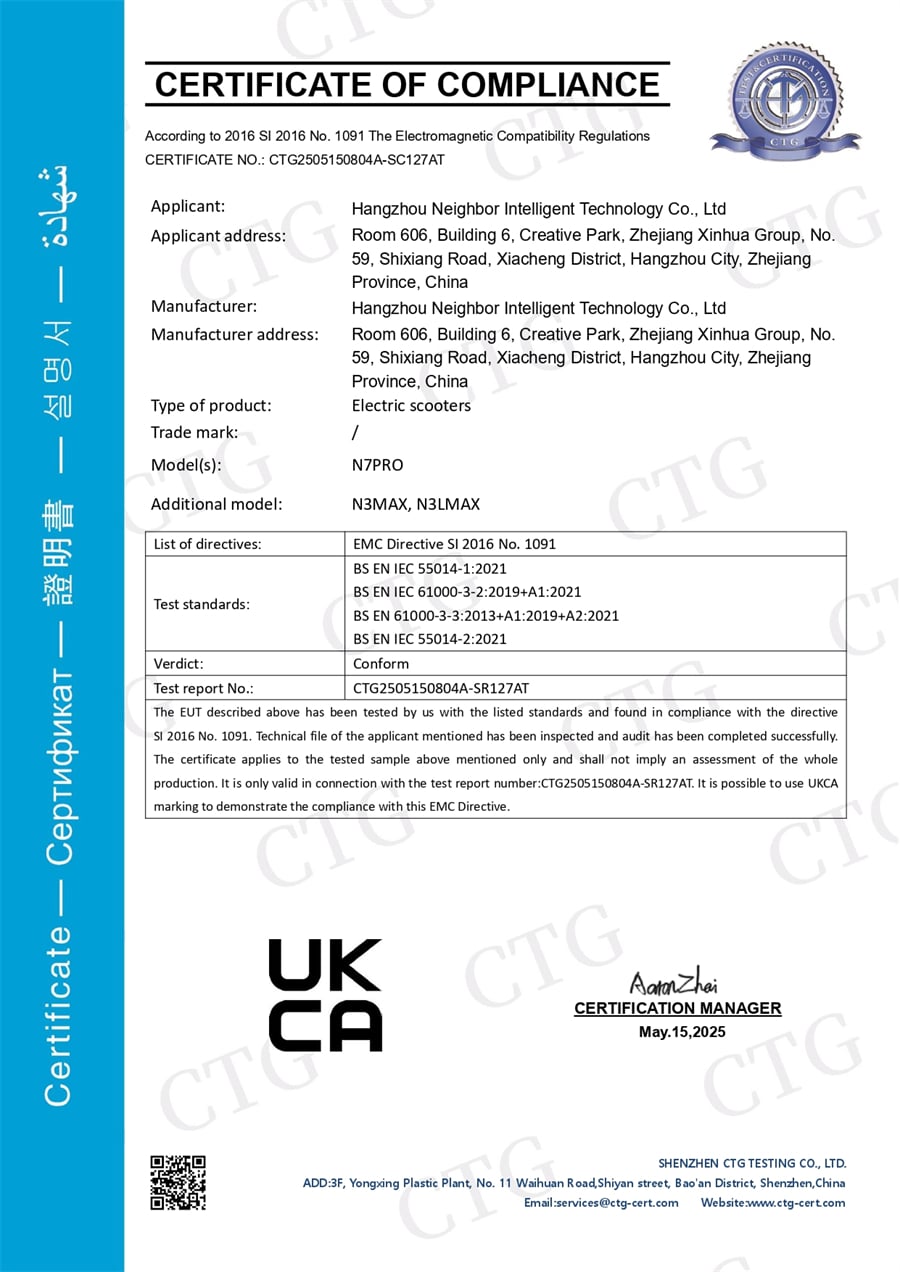 UKCA Certificate of Compliance