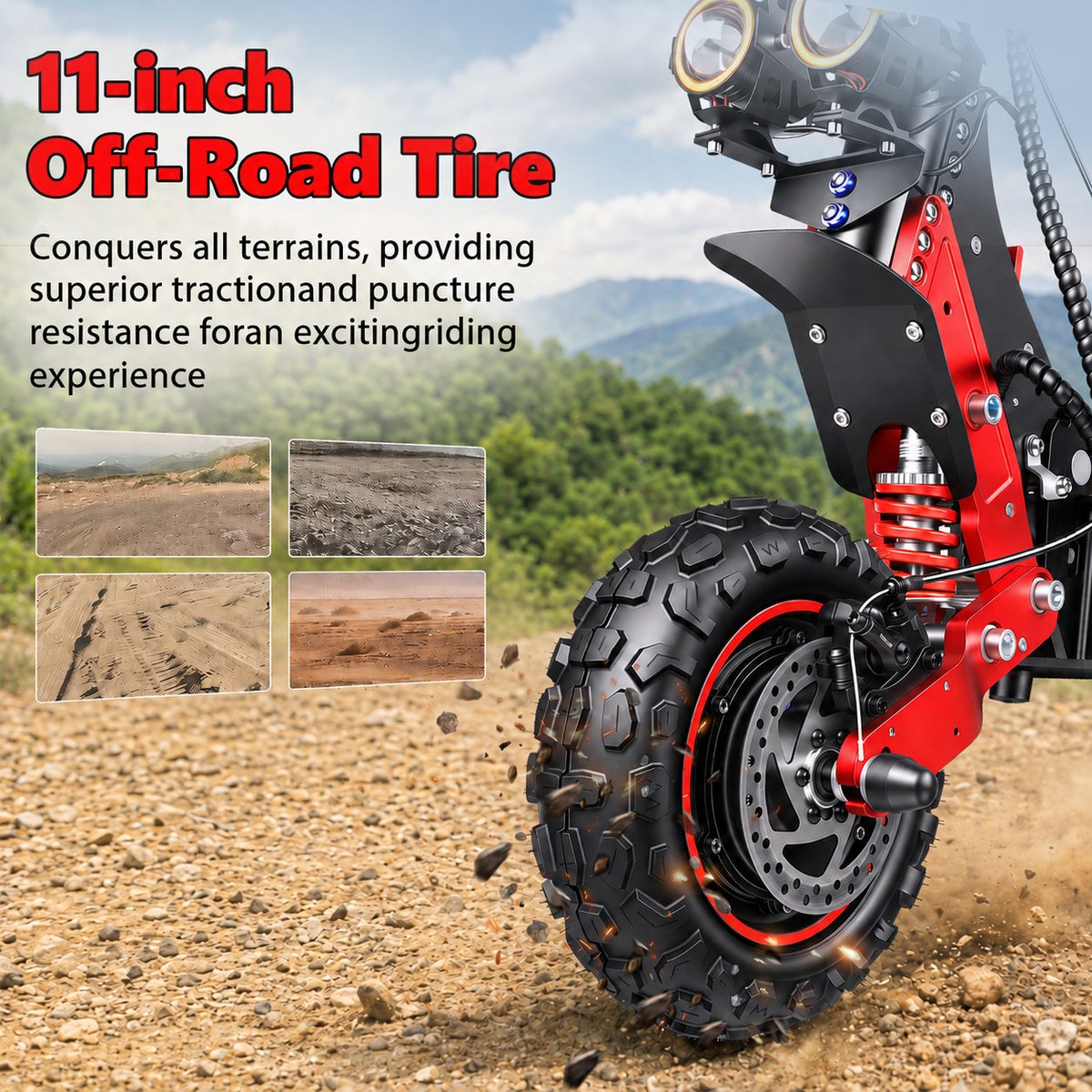X7 11-inch pneumatic off-road tyre with deep tread