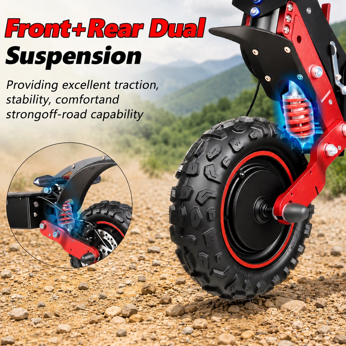 X7 front and rear dual suspension with off-road tyres