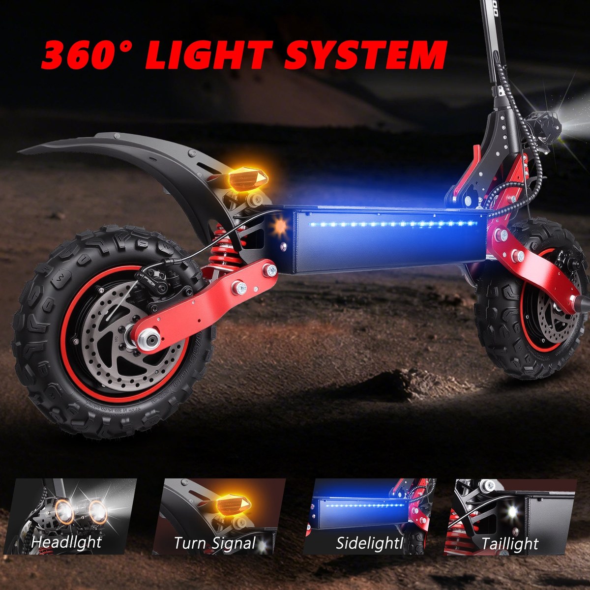 X7 360-degree light system: headlight, turn signals, sidelight and taillight